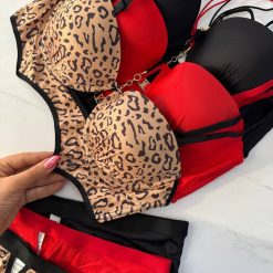 ست شورت و سوتین اسفنجی وارداتی طرح پلنگی