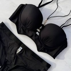 ست شورت و سوتین اسفنجی وارداتی مدل خفاش مشکی رنگ