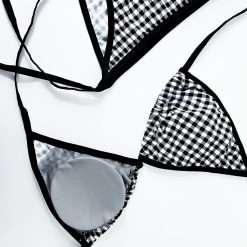 مایو بیکینی دو تکه زنانه مدل سیه و سپید چهارخونه