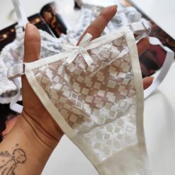 ست شورت لامبادا و سوتین توری زنانه برند ژوبین مدل حبه قند مخملی