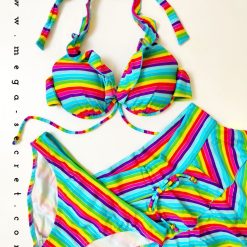 ست مایو سه تکه زنانه مدل رنگین کمان سبز