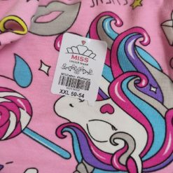 شورت تک نخ پنبه زنانه مدل یونیکورن صورتی