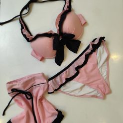 ست مایو سه تکه دامنی زنانه وارداتی مدل باربی گره ای