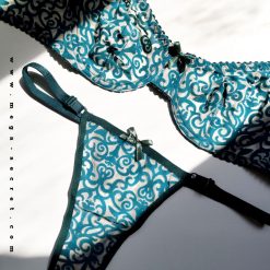 ست شورت و سوتین زنانه مخمل مدل نقش جهان سبز