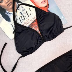 مایو بیکینی دو تکه زنانه مدل انجل رنگ مشکی