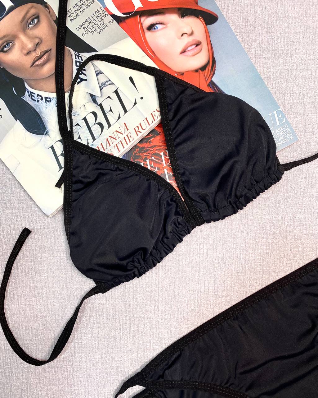 مایو بیکینی دو تکه زنانه مدل انجل رنگ مشکی