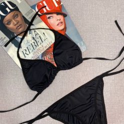 مایو بیکینی دو تکه زنانه مدل انجل سیاه گره ای