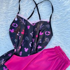 ست تاپ و شلوارک ساتن زنانه مدل میکی موس