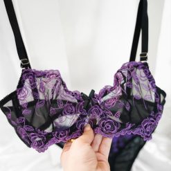 ست شورت و سوتین زنانه تورگاز مدل بنفشه تاریکی