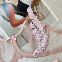 ست شورت و سوتین توری برند مکسوریا مدل یونانی صورتی