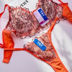 ست شورت و سوتین توری برند TRT مدل پاییز نارنجی