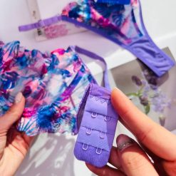 ست شورت و سوتین قزن دار تورگاز برند TRTمدل جنگل آبی