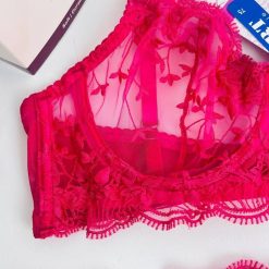 ست شورت و سوتین تورگاز برندTRT مدل گل ایتالیا صورتی