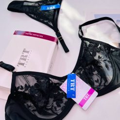 ست شورت و سوتین تورگاز برند TRT مدل گل شب بو مشکی