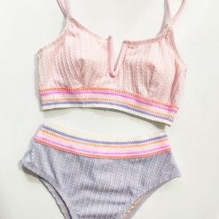 مایو دو تکه بنددار با شورت فاق‌بلند Cupshe مدل ساحل کره