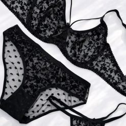 ست سه تکه شورت و سوتین زنانه برند ژوبین مدل گل وحشی فنردار