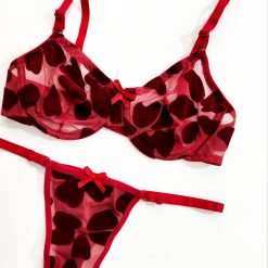 ست شورت و سوتین تور مخمل برند ژوبین مدل لاله