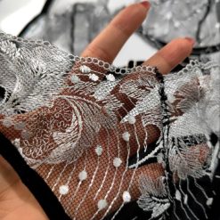 ست شورت و سوتین زنانه تورگاز TRT مدل نقره رنگ مشکی