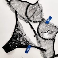 ست شورت و سوتین زنانه تورگاز TRT مدل نقره توری