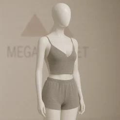 ست خواب تاپ و شورتک نخی زنانه شباهنگ مدل غروب طوسی