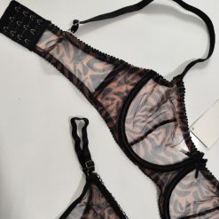 ست شورت قزن دار و سوتین زنانه توری مکسوریا مدل ببری