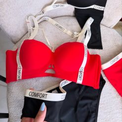 ست شورت و سوتین اسفنجی وارداتی مدل NEW COMFORT قرمز