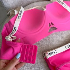 ست شورت و سوتین اسفنجی وارداتی مدل NEW COMFORT صورتی