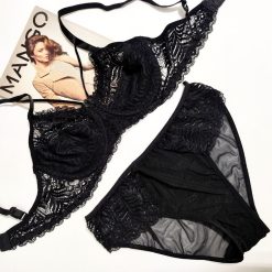 ست شورت وسوتین تورگاز زنانه مدل بید مجنون مشکی