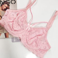 سوتین تک گیپور زنانه برند ژوبین مدل الیزه صورتی