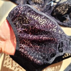 ست سه تکه شورت و سوتین توری برند ژوبین مدل تایگر مشکی