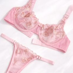 ست شورت و سوتین تورگاز زنانه شباهنگ مدل سوسن صورتی