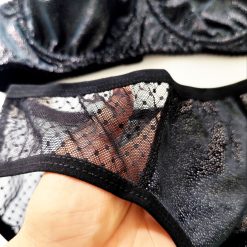 ست شورت و سوتین زنانه مخمل ژوبین مدل نیلی مشکی