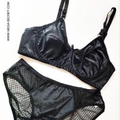 ست شورت و سوتین زنانه مخمل براق ژوبین مدل نیلی فنردار