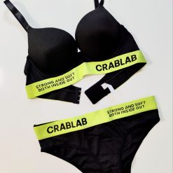 ست شورت و سوتین زنانه اسفنجی کبریتی مدل CRABLAB مشکی