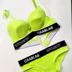ست شورت و سوتین زنانه اسفنجی کبریتی مدل CRABLAB فسفری