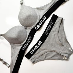 ست شورت و سوتین زنانه اسفنجی کبریتی مدل CRABLAB طوسی