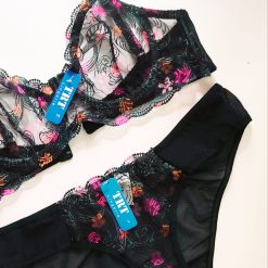 ست شورت و سوتین زنانه تورگاز TRT مدل شکوفه نیمه شب تیریتی