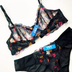 ست شورت و سوتین زنانه تورگاز TRT مدل شکوفه نیمه شب