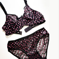 ست شورت و سوتین زنانه تورگاز ژوبین مدل اشکی مشکی