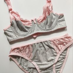 ست شورت و سوتین زنانه نخی مدل بی بی صورتی