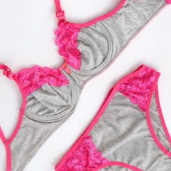 ست شورت و سوتین زنانه نخی مدل بی بی سرخابی