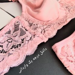 ست شورت و سوتین زنانه نخی زارع مدل خانمگل صورتی