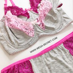 ست شورت و سوتین زنانه نخی ژوبین مدل بی بی پلاس صورتی