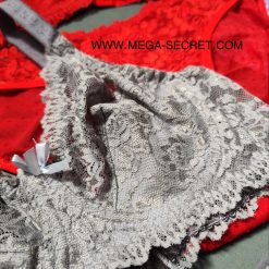 ست شورت و سوتین زنانه دانتل ژوبین مدل لیلی قرمز