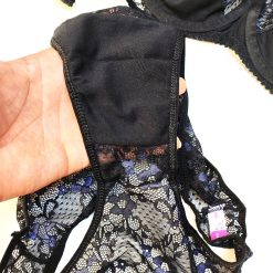 ست شورت و سوتین تورگاز زنانه برند ژوبین مدل گل رنگ آبی