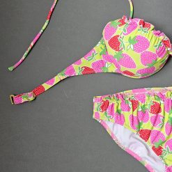 ست 4 تیکه مایو و رومایویی زنانه برند Beach Queen مدل STRAWBERRY با بند گره ای