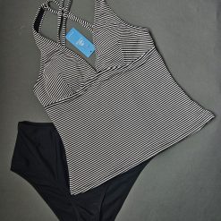 مایو بیکینی دو تیکه زنانه برند CUPSHE مدل بارکد سفید و مشکی