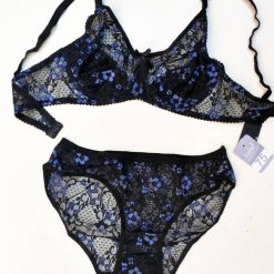 ست شورت و سوتین تورگاز زنانه برند ژوبین مدل گل آبی